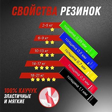 похудения: Набор фитнес-резинок — 5 штук с разными уровнями нагрузки и мешочком — 5