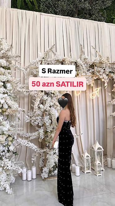 xonca bezemek: Qara uzun axşam/libas – S razmer - Model: çiyin açıq, strapless - — 1