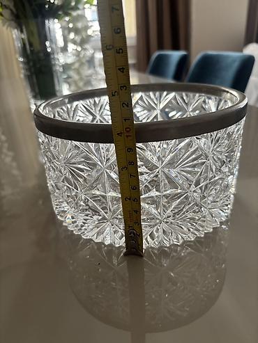 cex xrustal: Kəsimli kristal qab – metal haşiyəli - Material: qalın kəsimli — 2