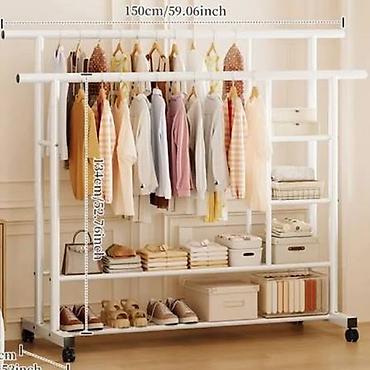 divan pulsuz: İki asqılı geyim və saxlama rəfi (Double-Rod Storage Rack). Ölçüləri — 2