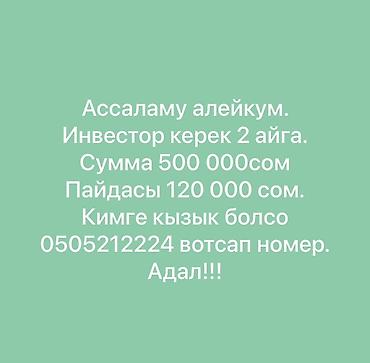 Готовые ОсОО: Ищется инвестор на 2 месяца. - Необходимая сумма: 500 000 сом - — 1