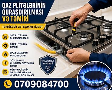 ремонт газовых плит на дому: Qaz plitələrinin quraşdırılması və təmiri xidməti - Təhlükəsiz və — 1