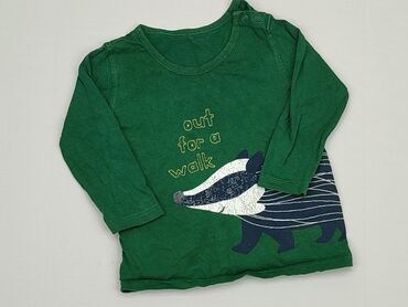 zielona bluzka z falbanką: Блузка, Marks & Spencer, 9-12 міс., стан - Дуже гарний