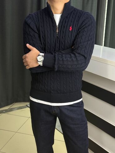 полузамок поло мужской: Мужской свитер, 3XL, Polo Ralph Lauren, Новый, цвет - Синий, Самовывоз