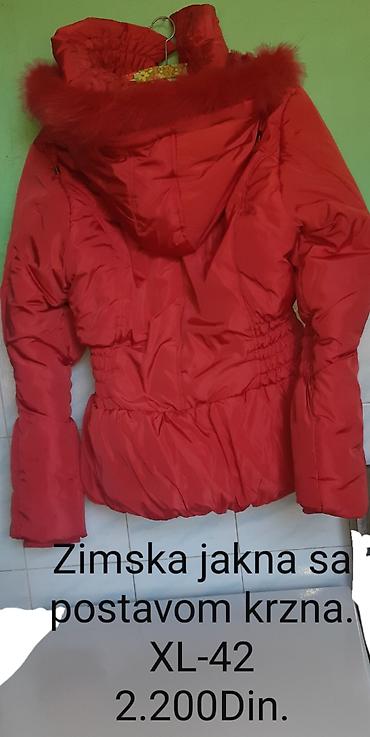 prada baletanke: Zimska ženska jakna sa postavom od krzna, crvena. Veličina: XL / 42 — 3