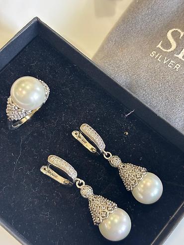 gümüş sirga: Dəstə daxildir: Sırğa, Üzük, Gümüş, 925 Əyar, 19 g — 5