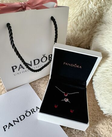 набор пандора: Подарочный комплект украшений Pandora с сердечками. Состав: - Кольцо