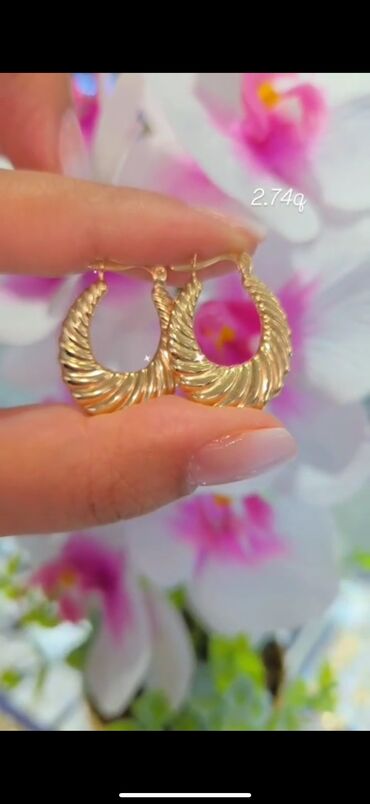 Sırğalar: Sırğa, Sarı qızıl, 585 Əyar, 123 g, Ödənişli çatdırılma, Ünvandan götürmə — 13