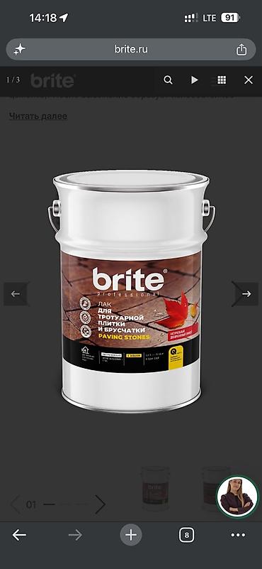 Лак для тротуарной плитки и брусчатки BRITE Professional -