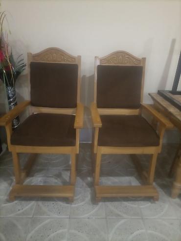 2 ədəd taxta yelləncək kreslo - Material: bərk ağac gövdə, təbii