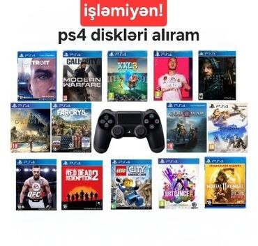 Oyun diskləri və kartricləri: Ps4 disləri alıram işləmiyən karobka bukleti və diskin növünə görə