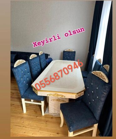 kreslo kravat: Для гостиной, Новый, Нераскладной, Прямоугольный стол, 6 стульев, Азербайджан