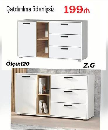 kamot termo: Ağ rəngli çoxfunksiyalı komod/dolap - Üst hissəsi düz, dekor və ya TV — 1