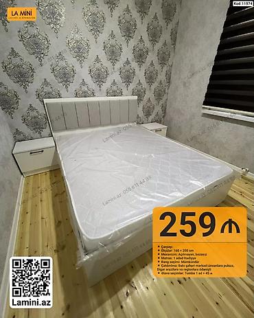 Ev üçün mebel: LA Mini – Yataq dəsti (Kod: 11974) Məhsul: Çarpayı - Ölçülər: 160 × — 1