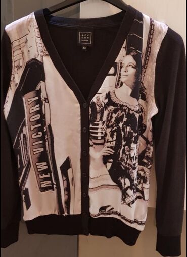Košulje, bluze i tunike: 9Fashion Woman, S (EU 36), Saten, Sa ilustracijom, bоја - Crna