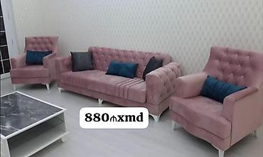3+1 qonaq otağı mebel dəsti - Dəst: 1 ədəd üçlü divan, 2 ədəd kreslo