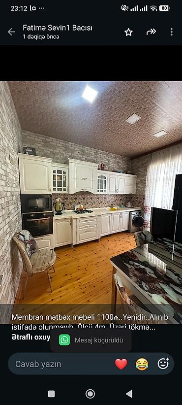 Membran mətbəx mebeli 1100₼. Yenidir. Alınıb istifadə olunmayıb. Ölçü