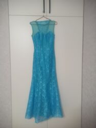 атласные сорочки ночные: Mavi rəngdə uzun ziyafət/libas 38 ölçü - Model: Uzun,balıq effektli