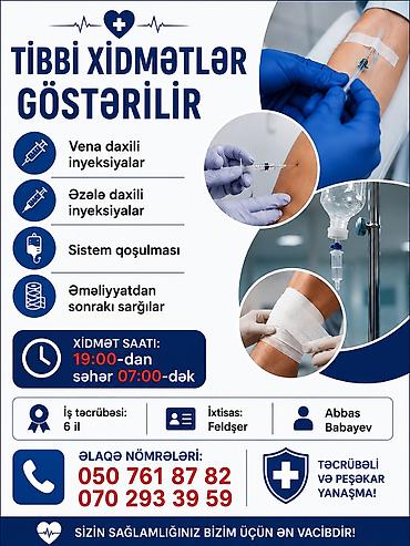 gencede xeste baxicisi: Tibbi xidmətlər göstərilir Xidmətlər: - Vena daxili inyeksiyalar - — 1