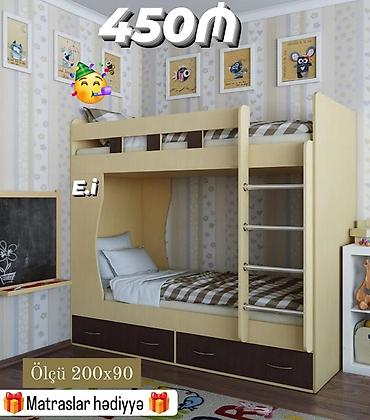 İkimərtəbəli uşaq çarpayıları: Oğlan və qız üçün, Yeni, Çarpayı, Siyirməli — 1