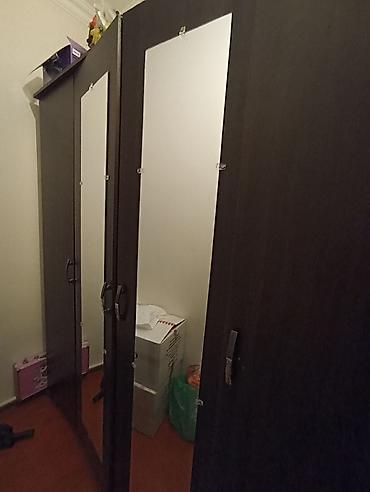 Mebel: İşlənmiş, 4 qapılı, Güzgülü, Qəhvəyi, Taxta, Açılan, Düz dolab — 2