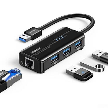 Техника и электроника: Ugreen 20265 3-Port USB 3.0 Hub with Gigabit Ethernet Adapter Bütün — 1