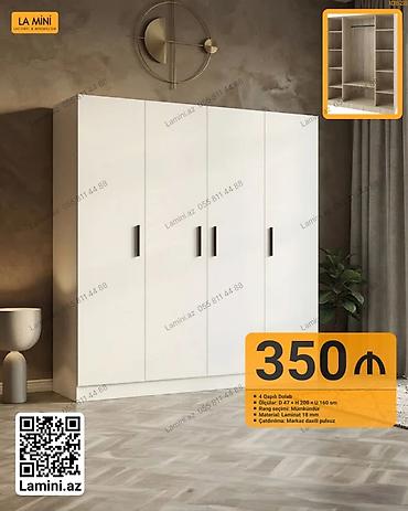 Мебель: 4 qapılı dolab - Ölçülər: Dərinlik 47 sm × Hündürlük 200 sm × Uzunluq — 1