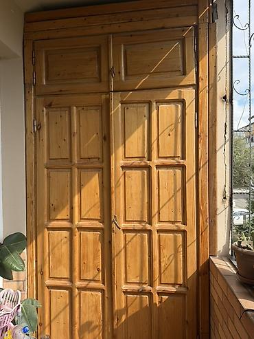 taxta otaq qapıları: Taxta ikiqat qapı dəsti - Material: təbii ağac (şam tonlarında) — 2