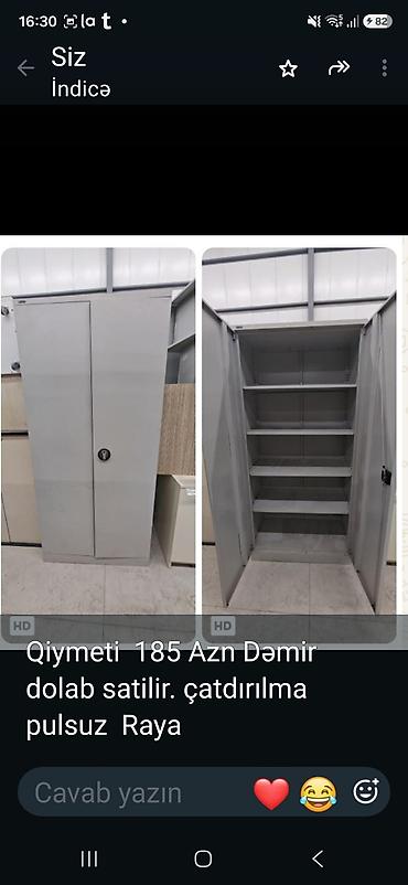 Sifarişlə ofis mebeli: Düz dolab, 2 qapılı, Polkalı, Siyirməsiz, Metal — 1
