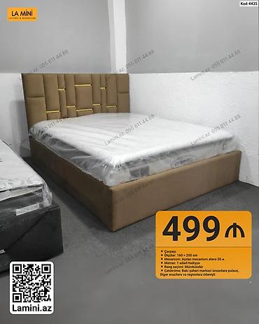 Mebel: Çarpayı – Kod: 4435 - Ölçü: 160 × 200 sm - Karkas: Yumşaq başlıqla — 1