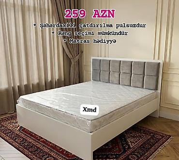 kravati: Müasir dizaynlı iki nəfərlik çarpayı - Başlıq: Yumşaq süet/velur — 1