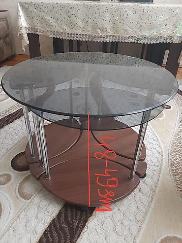 yumuru stol: Yumru masa, Açılmayan, Təkərli, Şüşə, Zəmanətsiz — 1