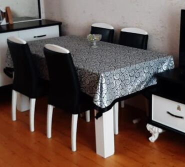 кухонные стулья: Qonaq otağı üçün, Açılmayan, Dördbucaq masa, 4 stul