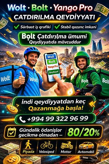 Əməkdaş axtarışı (vakansiyalar): Sürücü-kuryer tələb olunur, Şəxsi nəqliyyat vasitəsi ilə, Gündəlik ödəniş, Təcrübəsiz — 1