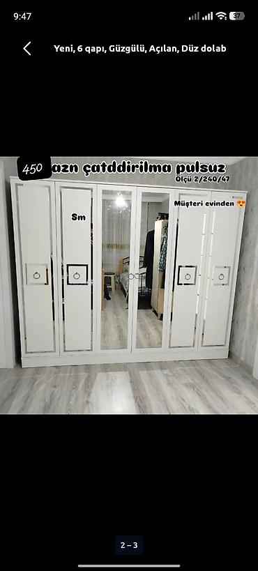 Yeni, 6 qapı, Güzgülü, Ağ, Açılan, Düz dolab lalafo.az -da Yeni, 6 qapı, Güzgülü, Ağ, Açılan, Düz dolab