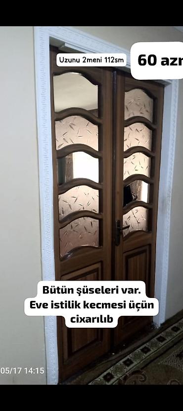plastik qapilar islenmis: İkiqat taxta otaq qapısı - Material: ağac (şpon görünüşlü), şüşəli — 1