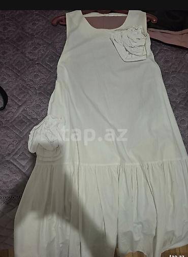 parca cantalar: Ağ rəngli qadın paltarı (Hamilelik donu kimi gedir) - Model: A-kəsim — 1