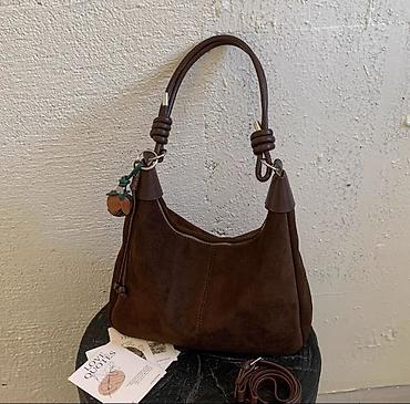 smart glasses: Zərif və çox yönlü çiyin çantası - Material: süet fakturalı üst, dəri — 2