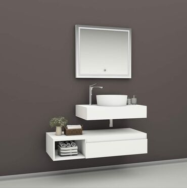 Hamam üçün aksessuarlar: Müasir hamam mebeli dəstləri - Divara montaj olunan konsol tipli — 2