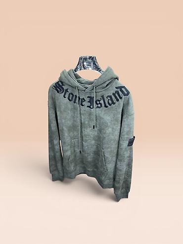 nike tech flecce: Толстовка с капюшоном Stone Island - Модель: худи с крупной вышивкой — 1