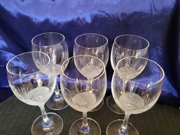 Čaše: Case bohemija 1950g+ kristal,rucna gravura,matirani deo za vino. Case — 6