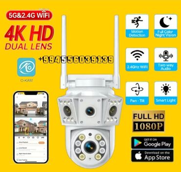 Videomüşahidə: Wifi Camera Üçlü Linzalı Təhlükəsizlik Camerası, 180 derece üst Camera