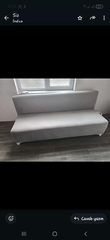 parça bez: Boz rəngli minimalist divan/oturacaq - Rəng: Açıq boz - Üslub: Sadə — 1