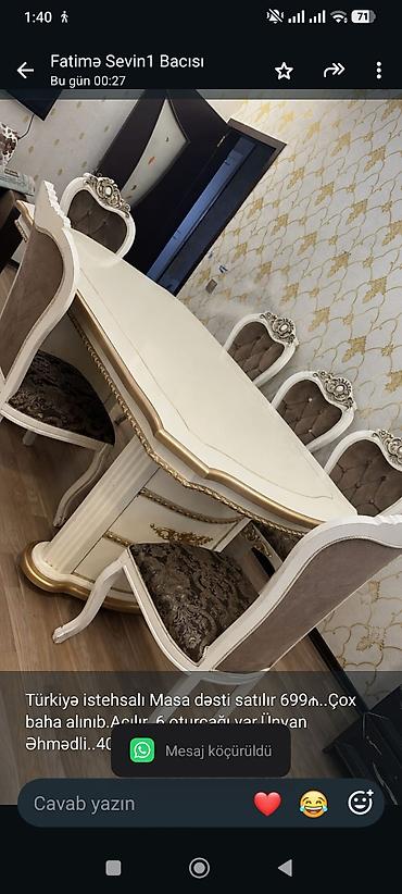 Türkiyə istehsalı Masa dəsti satılır 699₼. Çox baha alınıb.Açılır. 6