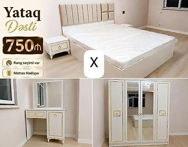 taxt desdi: Yataq Dəsti – zərif ağ-qızılı dizayn Komplektə daxildir: - 160x200 sm — 1