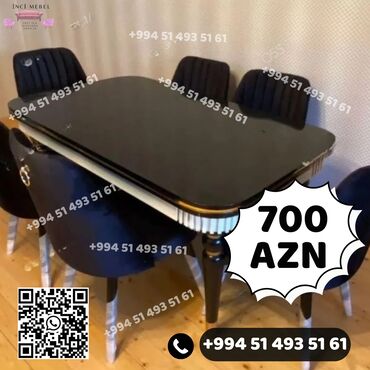 Masa və oturacaq dəstləri: Qonaq otağı üçün, Yeni, Açılmayan, Dördbucaq masa, 6 stul — 29