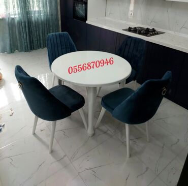 Masa və oturacaq dəstləri: Qonaq otağı üçün, Yeni, Açılmayan, Dördbucaq masa, 6 stul — 18