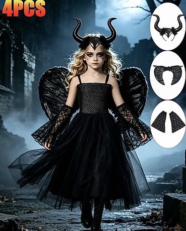 baliq suvenir: Uşaq “Qara Mələklər/Maleficent” temalı kostyum dəsti – 4 hissə — 2