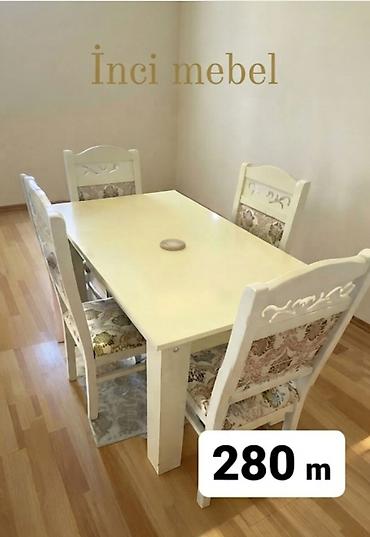 Qonaq otağı üçün, Yeni, Açılmayan, Dördbucaq masa, 4 stul