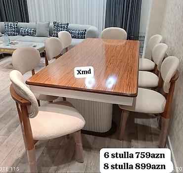 masa ve oturacag: Yemək dəsti – masalı və stullarla - Dördkünc yemək masası: parlaq — 1